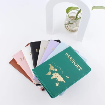 Unisex Pu deri çiftler pasaport sahibi kapak harita pasaport seyahat Case Wal için