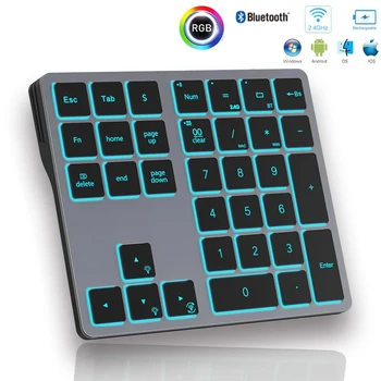 Mofıı 34 Tuşları Sayısal Tuş Takımı Şarj Edilebilir Bluetooth Numarası Tuş Takımı RGB Taşınabilir Mini Numarası Pad Dizüstü Bilgisayarlar için Tablet