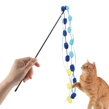 Komik Yavru Kedi Teaser İnteraktif Oyuncak Çubuk Çan Tüy Oyuncaklar Pet Kediler İçin Sopa Tel Kovalayan Değnek Oyuncak Renkli