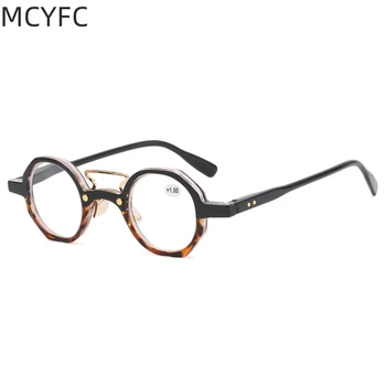 MCYFC Retro Yuvarlak okuma gözlüğü Erkekler ve Kadınlar için PC Malzeme Siyah Mavi Yaşlı Okuma Gözlükleri Anti Mavi ışık ve Şeffaf Lens