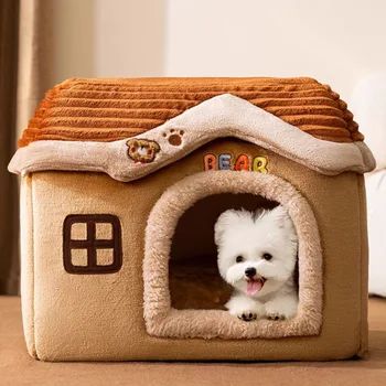 Moda Sıcak Küçük köpek kulübesi Yatak Nefes Köpek Evi Sevimli Terlik Şekilli Katlanabilir Yıkanabilir Niş Dökün Chien Aksesuarları