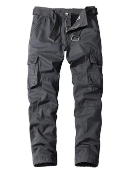 Rahat Kargo Pantolon Erkekler Pamuk Harajuku Vintage Cep Patchwork Düz Pantolon Baggy Jogger Askeri Açık Pantolon Streetwear