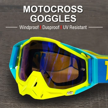 Motosiklet Gözlük Motokros Gözlük MX Off-road Gözlük Erkekler Rüzgar Geçirmez ATV Bisiklet HD Aynalı Lens Moto Sürme Kayak Sunglass