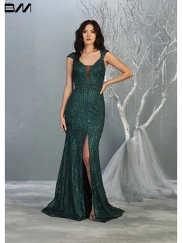Anne Abiye Sparkly Sequins Boncuklu Düz gelin kıyafeti Klasik Kat uzunlukta Gelin Elbiseler Vestidos De Novia