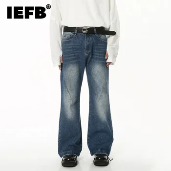 IEFB erkek Vintage Kot Yeni Şık Erkek Mikro Flare Pantolon Denim Eklenmiş kot pantolon Trend Retro Streetwear Pantolon 9C1881