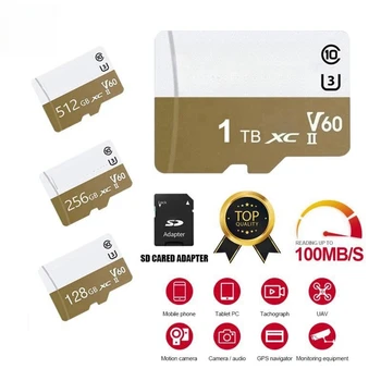 Için XİAOMİ 1TB MicroTF SD Kart 512GB Mini SD Kart 128GB Sınıf 10 Hafıza Kartı V60 TF Kart Cep Telefonu U3 Flash Kart Kamera İçin