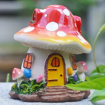Mantar Evi Minyatür Reçine Heykeli Süs Peri Bahçe Mikro Bonsai Saksı Bitki Mini Peyzaj Zanaat Ev Dekor