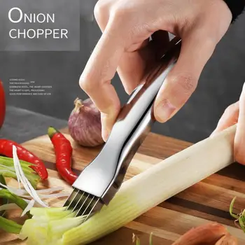 Mutfak Parçalamak İpek Bıçak, Paslanmaz Çelik Doğranmış Yeşil Soğan Bıçağı, Kavisli Sap Tasarımı, Gıda Speedy Chopper Yeşil Soğan