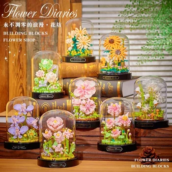 Gül Yapı Taşı Buket Kiti DIY Çiçekler Oyuncaklar Bonsai Ağacı Setleri Botanik Koleksiyonu Tatil Tuğla Hediyeler