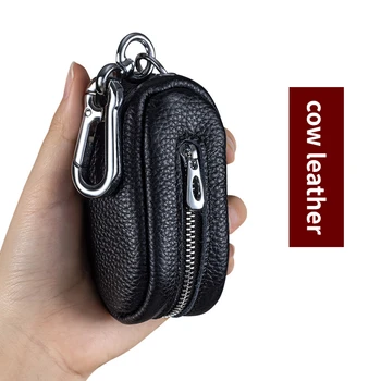 Ilk katman inek derisi anahtar çantası büyük kapasiteli deri çok fonksiyonlu araba anahtar çantası erkekler ve kadınlar için kapı anahtar çantası toptan