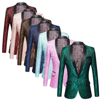 Moda Marka erkek Jakarlı Takım Elbise Ceket 2023 Yeni Erkekler Lüks Düğün Parti Tek Göğüslü Elbise Blazer Mont