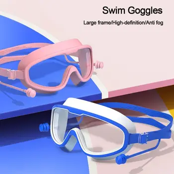 Çocuklar Büyük Çerçeve yüzme gözlükleri Kulak Tıkacı ile çocuk anti-sis yüzücü gözlükleri Erkek Kız Havuzu Plaj Gözlük