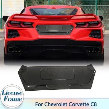 Araba Arka Tampon plaka çerçevesi Chevrolet Corvette İçin C8 2020 2021 Gerçek Karbon Fiber Arka plaka çerçevesi Kapak Trim
