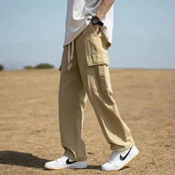 Y2K Amerikan Vintage Yüksek Sokak Kargo Pantolon erkek Düz Geniş Bacak Slacks 2023 Yeni Moda Trendi İns Uzun pantolon