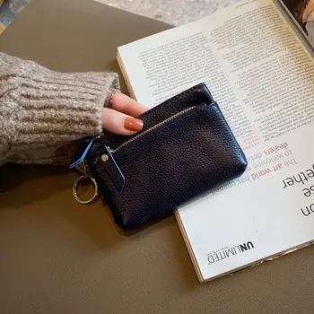 Basit Anahtarlık İle Kızlar İçin Deri Fermuar Değişim Çantalar kart tutucu Kadın bozuk para cüzdanı Küçük Çanta Cüzdan Kore Para Çantası