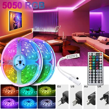 Rgb Led Şerit İşıklar 5050 Rgb Led Bant 30M 220V Neon Şeritler Akıllı Kontrol 44Key Led ışıklar Şerit 20M Oyun Odası Dekorasyon