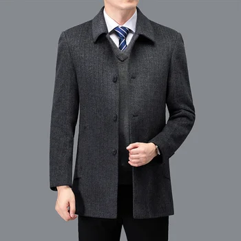 2023 yeni varış kış Çift taraflı yün ceket kalın siper erkekler, erkek akıllı astar ayrılabilir rahat yünlü ceketler