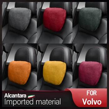 Volvo için Alcnatara Süet Araba Kafalık Boyun Desteği Koltuk Yumuşak Evrensel Ayarlanabilir araba yastığı boyun yastığı Yastık Araba aksesuarları