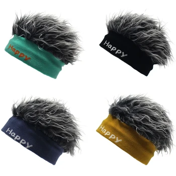 Kış yenilik peruk şapka rahat moda mutlu Headcovers erkek öğrenci erkekler sokak dansı için