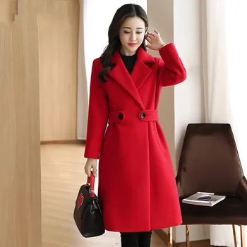 2023 Gevşek Rahat Yün Ceket kadın Orta Uzun Tarzı Moda Kış Yeni Kadın Giyim Kore Versiyonu Kalınlaşmış Mont X1121