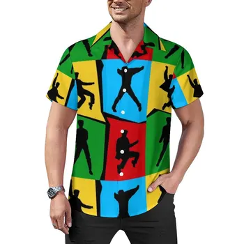 Elvis Pop Art Tatil Gömlek Modern Baskı Hawaiian Casual Gömlek Adam Y2K Bluzlar Kısa Kollu Tasarım Giyim Artı Boyutu