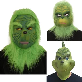 Yeni Satış Maskesi Erkekler Kadınlar Yeşil Lateks Parti Cosplay Maskeleri ile Daha Fazla Kask Başlık Cadılar Bayramı Noel Kostüm Aksesuarları