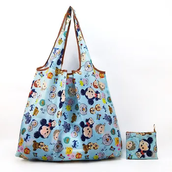 Disney Mickey Mouse Çantası Karikatür Katlanır alışveriş çantası Dikiş Depolama Sevimli Minnie Tote Çanta El Kız omuzdan askili çanta Çocuklar Hediyeler