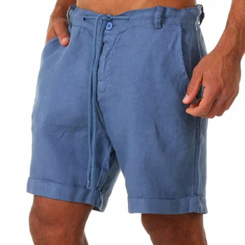 Erkek Şort Rahat Dantel-Up Sweatpants Şort Düz Renk Yaz Pamuk ve Keten Şort Rahat Sandıklar Spor pantolon 2023