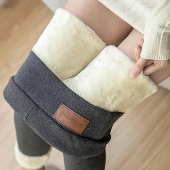 Kadınlar Kalın Kış Tayt Sıcak Sıska Streç Düz Renk Sıkı Yün Kalın Pantolon Kadife Sıcak Külotlu Çorap Kaplı Tayt