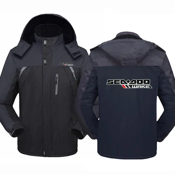 Deniz Doo Seadoo Moto Baskı erkek Yeni Pamuk Kış Moda Baskı Yastıklı Sıcak Dış Giyim Palto Rüzgarlık Ceketler Tops