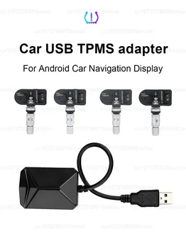 USB Android TPMS Lastik Basıncı İzleme Sistemi 5V Dahili Harici Android Araba Radyo Navigasyon Ekran TPMS Alarm Sistemi
