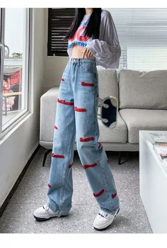 Estetik Vintage Kargo kadın pantolonları Y2k Yüksek Bel Düz Şalvar Kot Rahat Şık Sahte Fermuarlı Cep Kadın Pantolon
