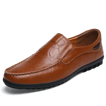 Lüks Marka Hakiki Deri Erkekler için Moda rahat ayakkabılar Loafer'lar üzerinde Kayma Nefes Siyah Sürüş erkek ayakkabıları Büyük Boy Moccasins