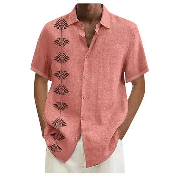 Tasarımcı Bahar Yaz Erkek Rahat Pamuk Keten Düz Renk Kısa Kollu Gömlek Gevşek Gömlek Kısa Kollu T Shirt Erkekler İçin Y2k