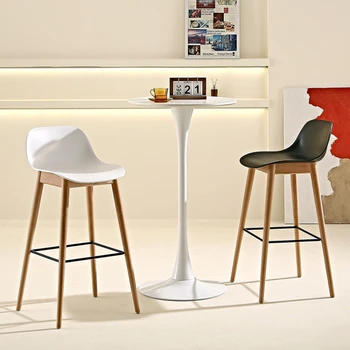 Tasarım Ahşap Bar Tabureleri Kahve Minimalist Sayacı İskandinav yüksek tabure Basit Ada Taburete Alto Sandalye Bar Mobilyaları HD50BY