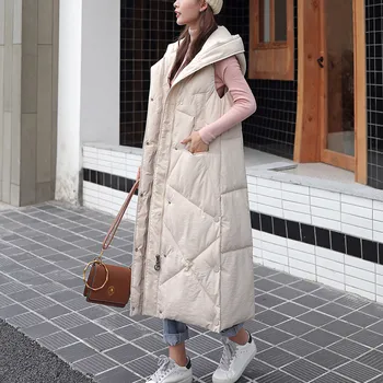 2024 Moda Aşağı Yelek Kadın Sonbahar Kış Yeni Kolsuz Kapşonlu Pamuk kapitone ceket Kadın Rahat Sıcak Yelek Streetwear