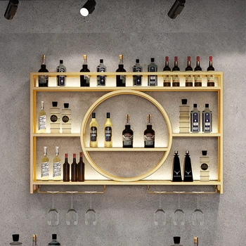 Altın Ekran Depolama Şarap Rafları Organizatör Duvar Modern Likör Mağaza Şarap Rafı Oturma Odası Lüks Wijnkast Ev Ürünleri