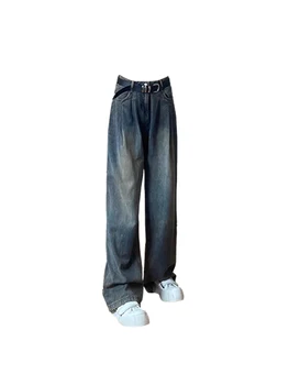 Kadın Şalvar Kot 90s Estetik Y2k Vintage Denim Pantolon Moda Retro Yüksek Bel Geniş Kovboy Pantolon 2000s Değersiz Giysiler 2023