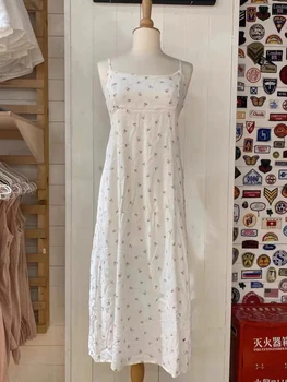 Casual Kadın Çiçek Baskı Midi Elbise Yaz Şık İnce A-line uzun elbiseler Kadın Harajuku Vintage Tatlı Y2k Vestidos 2023 Yeni