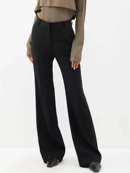Kadın Takım Elbise Pantolon 2023 Yeni Alevlendi Yüksek Bel Fermuar Fly Moda Tüm Maç Commuting Uzun Pantolon
