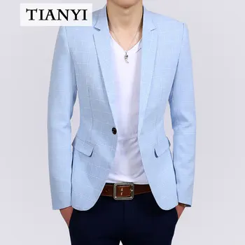 Yüksek kaliteli günlük giysi erkek Ceket Tek parça Kore Tarzı Moda Ekose Küçük Takım Elbise Genç erkek İnce Tek göğüslü Blazer