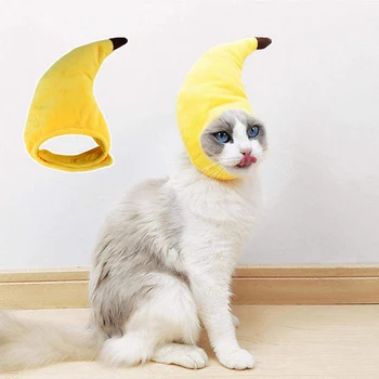 Kedi Muz Şekli Şapka Köpek Sahne Elbise Muz Başörtüsü Köpek Sevimli Şapkalar Klasik Komik Şapka Yaratıcı Cadılar Bayramı Kostüm
