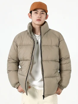 2023 Yeni Kış erkek Parkas Kore Moda Standı Yaka Kalın Sıcak balon ceket Rahat Rüzgarlık Termal Yastıklı Ceket