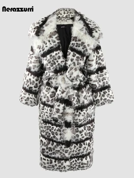 Nerazzurri Kış Uzun Kalın Sıcak Renkli Yumuşak Kabarık Taklit Tilki Kürk Ceket Kadınlar Sashes Lüks Kürklü Palto 2024