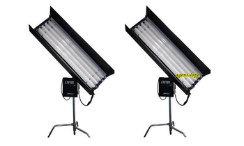 2 Kitleri x 300 W 4ft 4 banka seçin floresan ışık + E balast 100% titreşimsiz için Video stüdyo