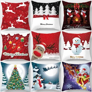 Noel Süslemeleri 2024 Merry Christmas Yastık Kapakları Kısa Peluş Kadife Kalın Yastık Kılıfı Ev Dekorasyon Minder Örtüsü