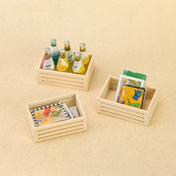 1 Adet Dollhouse Mini Ahşap Çerçeve Meyve Çerçeve Modeli Aksesuarları Minyatür Sahne Mikro Peyzaj Dekoratif Süsler