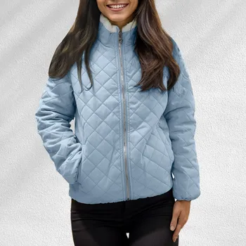 Kadın Kadife Bel Ceket Yaka Standı Yaka Ceket Uzun Kollu pardösü Pamuk Sıcak Ceket Düz Renk Dış Giyim 2023