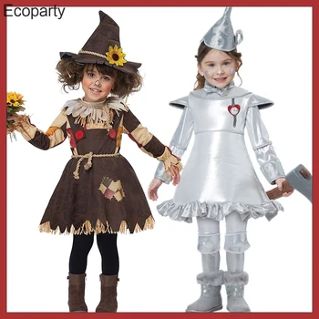 Yeni Cadılar Bayramı Çocuk Oz Büyücüsü Korkuluk Teneke Adam Cosplay Kostüm Çocuklar Karnaval Parti Sahne Gösterisi Performans Kıyafetleri