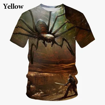2023 Yaz erkek Yağlıboya Tarzı Örümcek 3D baskılı tişört Dev Canavar Örümcek Kısa Kollu hoş t-Shirt